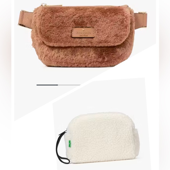Kate Spade Rosie Faux Fur Belt Bag Bonus Sherpa Pouch - Picture 1 of 13
